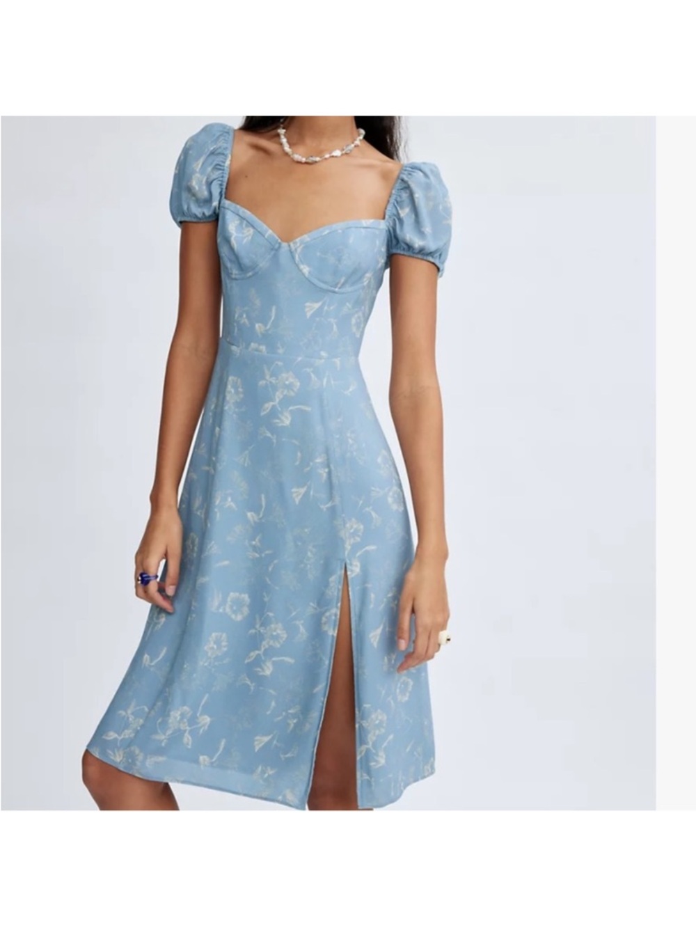 Aritzia Sunday Best Savannah Dress in Dew Blue/ Whisper White